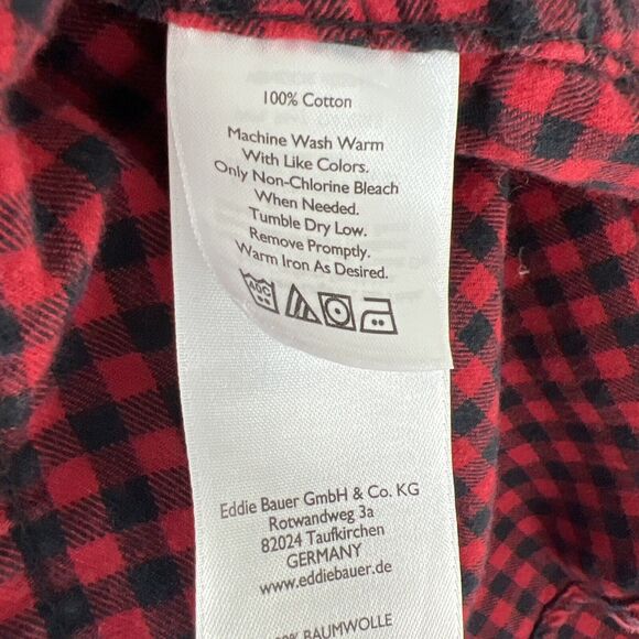 Fall Shirt! Eddie Bauer Women's Sz L Forest Flannel Shirt Red Plaid Pockets - Picture 4 of 7